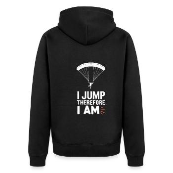 Skydiving Beginners Adventure Nerves - Unisex Premium Organic Zip Hoodie - black - Back - Nico (187cm)
