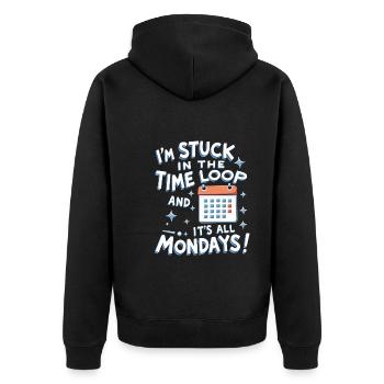 Zeitreise-enthusiast, Der Sich Für - Unisex Premium Bio Zip Hoodie - Schwarz - Hinten - Nico (187cm)
