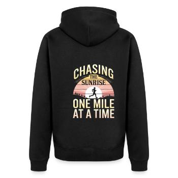 Sunrise Runner Tôt le matin Fitness Aube Courir - Veste à capuche bio Premium Unisexe - noir - Dos - Nico (187cm)