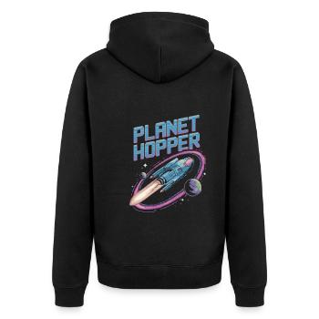 Spieler Mit Weltraumthemen Cosmic Gaming Sci-fi - Unisex Premium Bio Zip Hoodie - Schwarz - Hinten - Nico (187cm)
