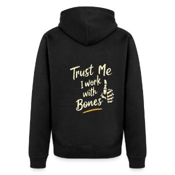 Forensische Anthropologen Analyse Menschlicher - Unisex Premium Bio Zip Hoodie - Schwarz - Hinten - Nico (187cm)