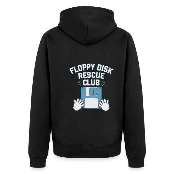 Floppy Disk Retro Tech Nostalgia Old School - Unisex Premium Bio Zip Hoodie - Schwarz - Hinten - Nico (187cm)