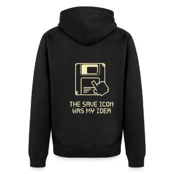 Floppy Disk Retro Tech Nostalgia Old School - Unisex Premium Bio Zip Hoodie - Schwarz - Hinten - Nico (187cm)