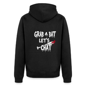 Zombie Apocalypse Humor Lustige Untote Zitate - Unisex Premium Bio Zip Hoodie - Schwarz - Hinten - Nico (187cm)