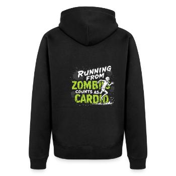 Zombie Apocalypse Humor Lustige Untote Zitate - Unisex Premium Bio Zip Hoodie - Schwarz - Hinten - Nico (187cm)