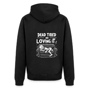 Zombie Apocalypse Humor Lustige Untote Zitate - Unisex Premium Bio Zip Hoodie - Schwarz - Hinten - Nico (187cm)