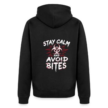 Zombie Apocalypse Humor Lustige Untote Zitate - Unisex Premium Bio Zip Hoodie - Schwarz - Hinten - Nico (187cm)
