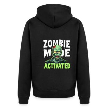Zombie Apocalypse Humor Lustige Untote Zitate - Unisex Premium Bio Zip Hoodie - Schwarz - Hinten - Nico (187cm)