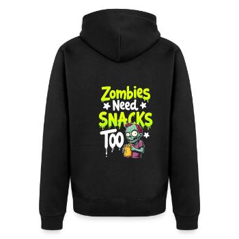 Zombie Apocalypse Humor Lustige Untote Zitate - Unisex Premium Bio Zip Hoodie - Schwarz - Hinten - Nico (187cm)