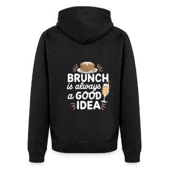 Brunch Kultur Bodenlos Mimosen Liebhaber - Unisex Premium Bio Zip Hoodie - Schwarz - Hinten - Nico (187cm)