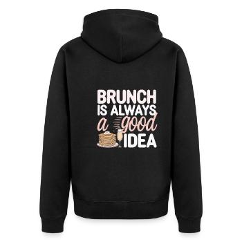 Brunch Kultur Bodenlos Mimosen Liebhaber - Unisex Premium Bio Zip Hoodie - Schwarz - Hinten - Nico (187cm)
