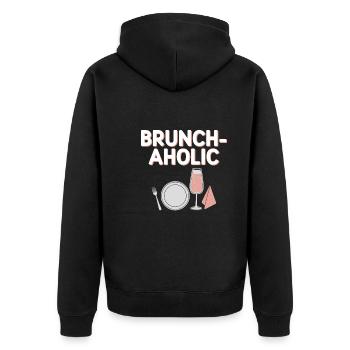 Brunch Kultur Bodenlos Mimosen Liebhaber - Unisex Premium Bio Zip Hoodie - Schwarz - Hinten - Nico (187cm)
