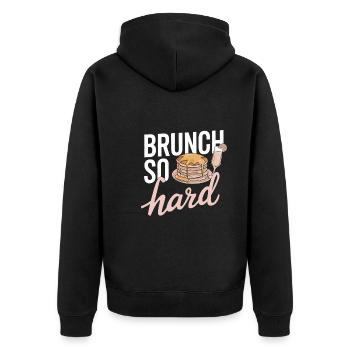 Brunch Kultur Bodenlos Mimosen Liebhaber - Unisex Premium Bio Zip Hoodie - Schwarz - Hinten - Nico (187cm)