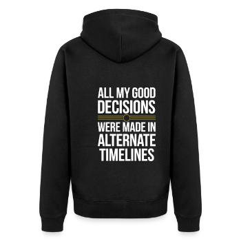 Zeitreise-enthusiast, Der Sich Für - Unisex Premium Bio Zip Hoodie - Schwarz - Hinten - Nico (187cm)