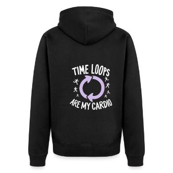 Zeitreise-enthusiast, Der Sich Für - Unisex Premium Bio Zip Hoodie - Schwarz - Hinten - Nico (187cm)