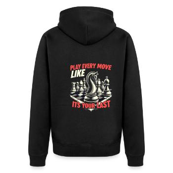 Chess Tacticians Strategy Masters Tactical - Unisex Premium Bio Zip Hoodie - Schwarz - Hinten - Nico (187cm)
