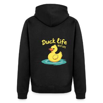 Nutztier-enten-enthusiasten Hinterhof-enten - Unisex Premium Bio Zip Hoodie - Schwarz - Hinten - Nico (187cm)