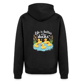 Farm animal duck enthusiasts backyard ducks - Unisex Premium Organic Zip Hoodie - black - Back - Nico (187cm)
