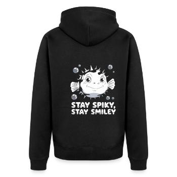Poisson-globe passionné de la vie marine Quirky - Veste à capuche bio Premium Unisexe - noir - Dos - Nico (187cm)