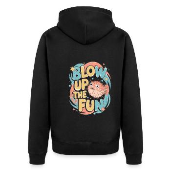 Poisson-globe passionné de la vie marine Quirky - Veste à capuche bio Premium Unisexe - noir - Dos - Nico (187cm)