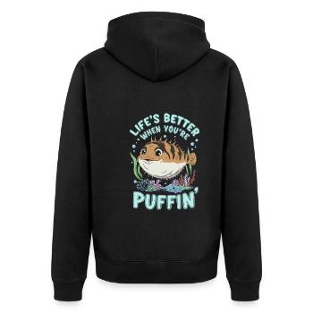 Poisson-globe passionné de la vie marine Quirky - Veste à capuche bio Premium Unisexe - noir - Dos - Nico (187cm)
