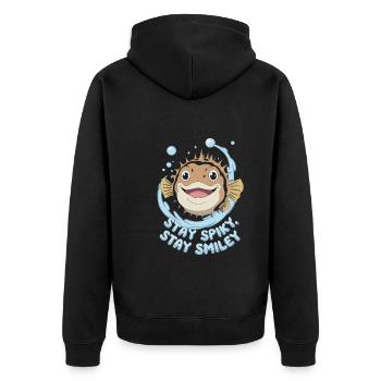 Poisson-globe passionné de la vie marine Quirky - Veste à capuche bio Premium Unisexe - noir - Dos - Nico (187cm)