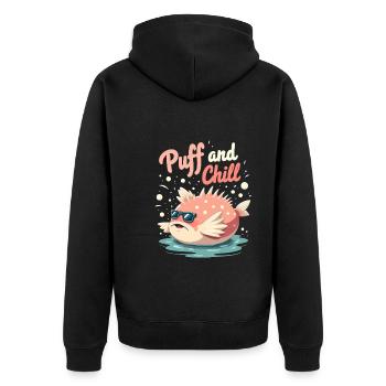 Poisson-globe passionné de la vie marine Quirky - Veste à capuche bio Premium Unisexe - noir - Dos - Nico (187cm)
