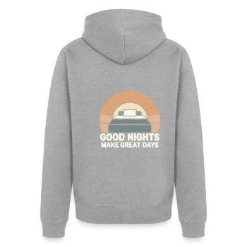 Sleep Hygiene Enthusiasts, Restful Nights, - Unisex Premium Organic Zip Hoodie - heather grey - Back - Nico (187cm)