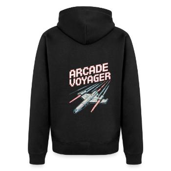 Spieler Mit Weltraumthemen Cosmic Gaming Sci-fi - Unisex Premium Bio Zip Hoodie - Schwarz - Hinten - Nico (187cm)