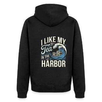 Boston Tea 1773 American Revolution Historic - Unisex Premium Bio Zip Hoodie - Schwarz - Hinten - Nico (187cm)