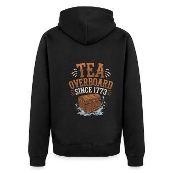 Boston Tea 1773 American Revolution Historic - Unisex Premium Bio Zip Hoodie - Schwarz - Hinten - Nico (187cm)