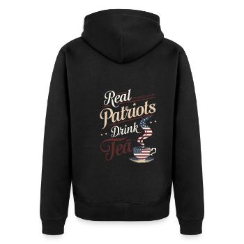 Boston Tea 1773 American Revolution Historic - Unisex Premium Bio Zip Hoodie - Schwarz - Hinten - Nico (187cm)