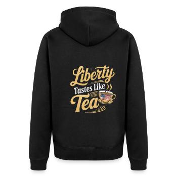 Boston Tea 1773 American Revolution Historic - Unisex Premium Bio Zip Hoodie - Schwarz - Hinten - Nico (187cm)