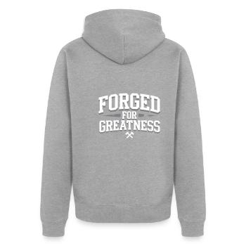 Forge Viking Guerrier Forge nordique Travail du métal - Veste à capuche bio Premium Unisexe - gris chiné - Dos - Nico (187cm)