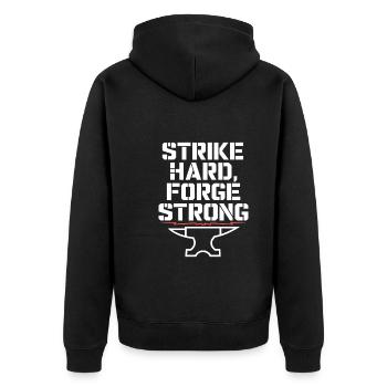 Blacksmithing Viking Warrior Norse Forge Metalwork - Unisex Premium Bio Zip Hoodie - Schwarz - Hinten - Nico (187cm)