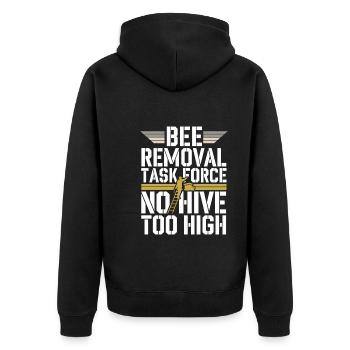 Bienenentfernungsspezialist Live Swarm Rescue - Unisex Premium Bio Zip Hoodie - Schwarz - Hinten - Nico (187cm)