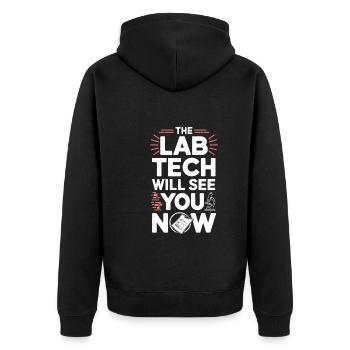 Microscope Enthusiast Lab Technician Science - Unisex Premium Organic Zip Hoodie - black - Back - Nico (187cm)