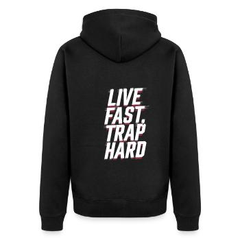 Music Produzent 808 Bass Hip-hop Beatmaker - Unisex Premium Bio Zip Hoodie - Schwarz - Hinten - Nico (187cm)