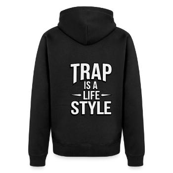 Produzent 808 Bass Hip-hop Beatmaker - Unisex Premium Bio Zip Hoodie - Schwarz - Hinten - Nico (187cm)