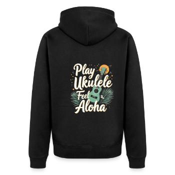 Ukulele Player Hawaiian Music Tropical - Unisex Premium Organic Zip Hoodie - black - Back - Nico (187cm)