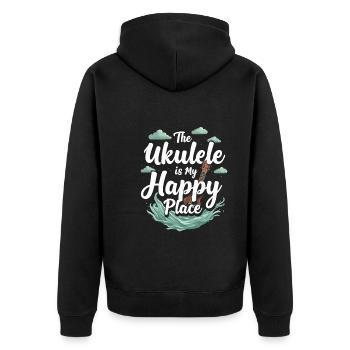 Ukulele Player Hawaiian Music Tropical - Unisex Premium Organic Zip Hoodie - black - Back - Nico (187cm)