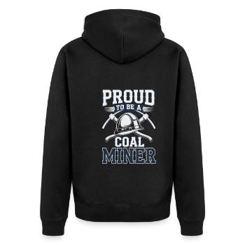 Kohlebergmann Untertagebau Schutzhelmarbeiter - Unisex Premium Bio Zip Hoodie - Schwarz - Hinten - Nico (187cm)