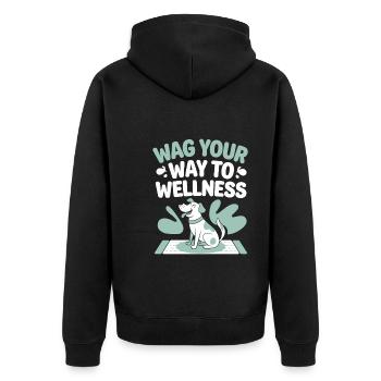 Doga Dog Yoga Bien-être pour animaux de compagnie Étirements conscients - Veste à capuche bio Premium Unisexe - noir - Dos - Nico (187cm)
