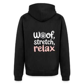 Doga Dog Yoga Bien-être des animaux de compagnie Étirements conscients - Veste à capuche bio Premium Unisexe - noir - Dos - Nico (187cm)