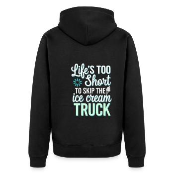 Propriétaire d’un camion de crème glacée Frozen Treats Mobile Dessert - Veste à capuche bio Premium Unisexe - noir - Dos - Nico (187cm)
