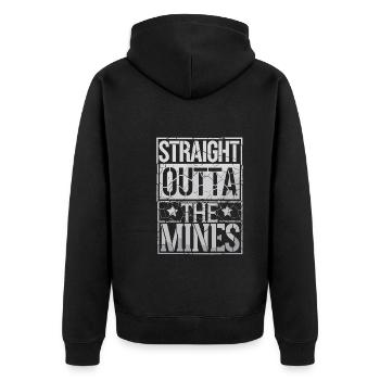 Kohlebergmann Untertagebau Schutzhelmarbeiter - Unisex Premium Bio Zip Hoodie - Schwarz - Hinten - Nico (187cm)