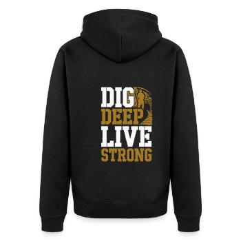 Kohlebergmann Untertagebau Schutzhelmarbeiter - Unisex Premium Bio Zip Hoodie - Schwarz - Hinten - Nico (187cm)