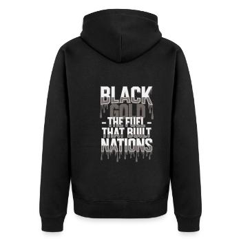 Coal Miner Underground Mining Safety Helmet Worker - Unisex Premium Organic Zip Hoodie - black - Back - Nico (187cm)