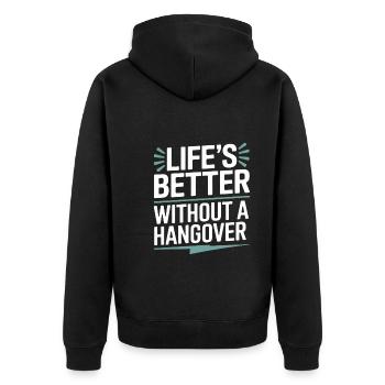 Sober Living Recovery Lifestyle Alcohol-free - Unisex Premium Organic Zip Hoodie - black - Back - Nico (187cm)