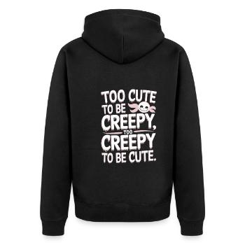 Gruseliger Puppenkollektor - Unisex Premium Bio Zip Hoodie - Schwarz - Hinten - Nico (187cm)